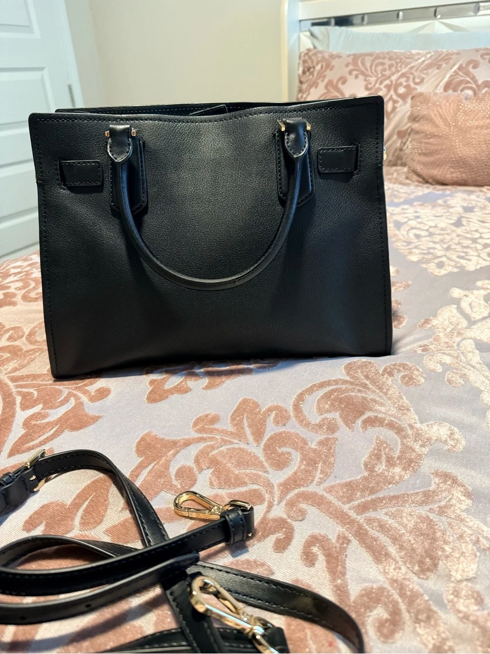 Michael Kors Black Hamilton Bag with Gold Hardware